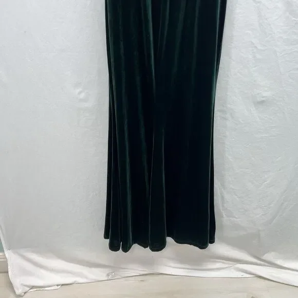 Revelry Dakota Emerald Cowl Back Velvet Dress Size 14 Gown Lined Prom